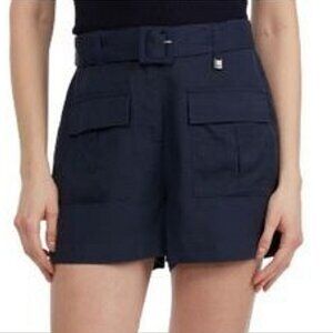 Mexx Belted Cargo Shorts Navy Blue Lyocell Mini Buckle Utility Pocket Size Small